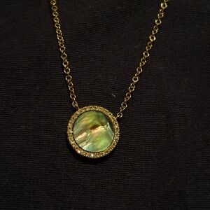 Mother of Pearl Iridescent Gold Pendant Necklace